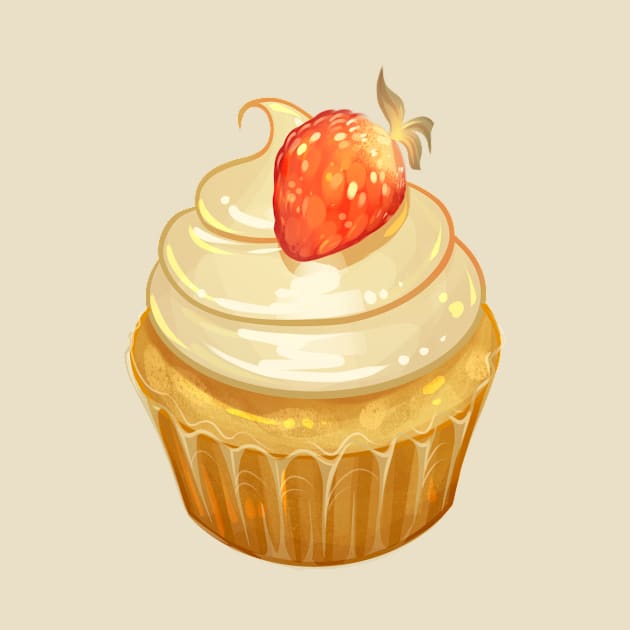 Strawberry Vanilla Cupcake by Claire Lin