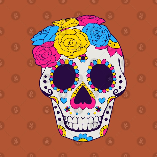 Pansexual Pride - Sugarskull Dia De Los Muertos by celestinaart