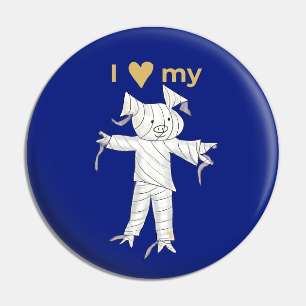 I love my Mummy! Gold Pin by PiggingJapan