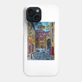 Watercolor Sketch - Genève, Old Town, Rue Chasse-Coq Phone Case