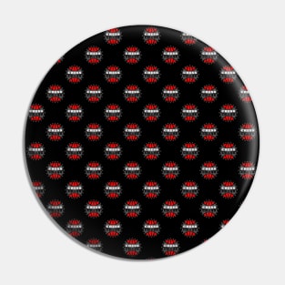 Chess Logo in Black, White and Red Pattern Pin