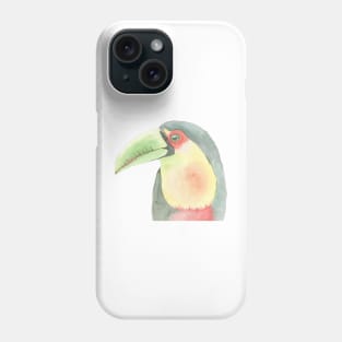 Green-billed toucan (Ramphastos dicolorus), or red-breasted toucan watercolor Phone Case