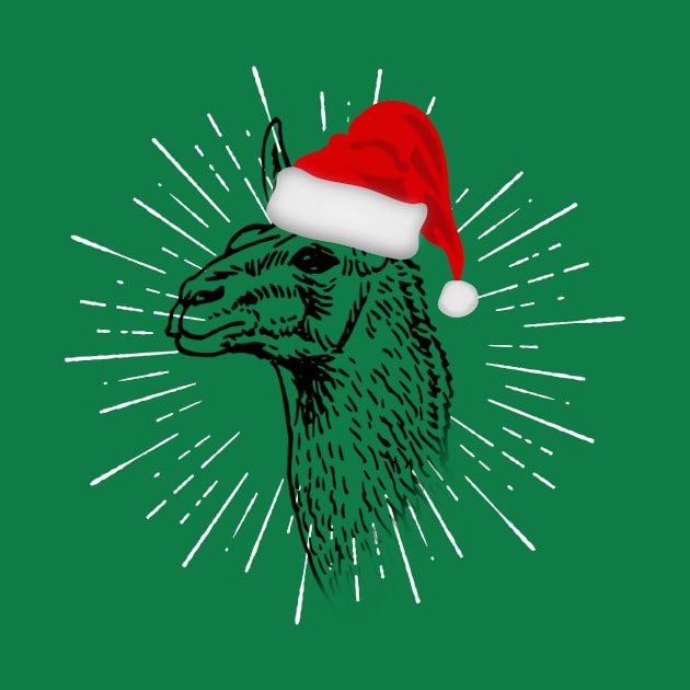 Llama Christmas Santa by chrissyloo