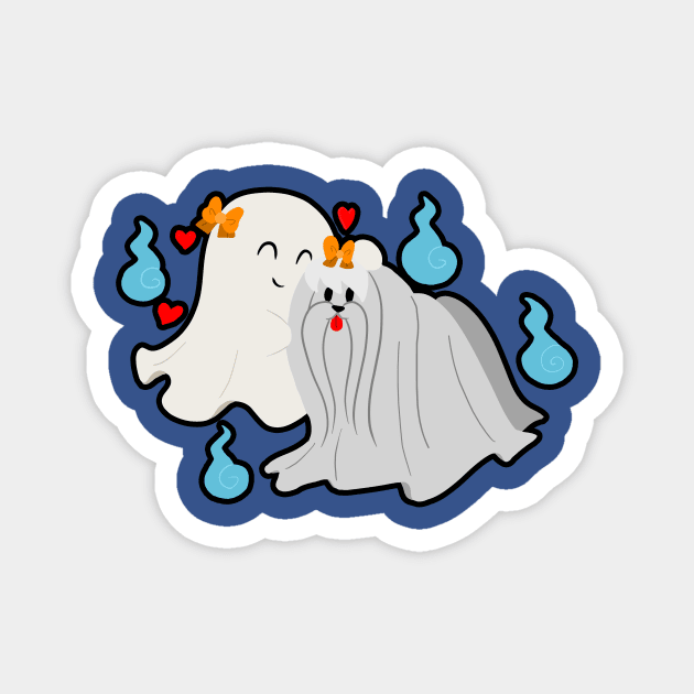 Ghost Maltese Magnet by saradaboru