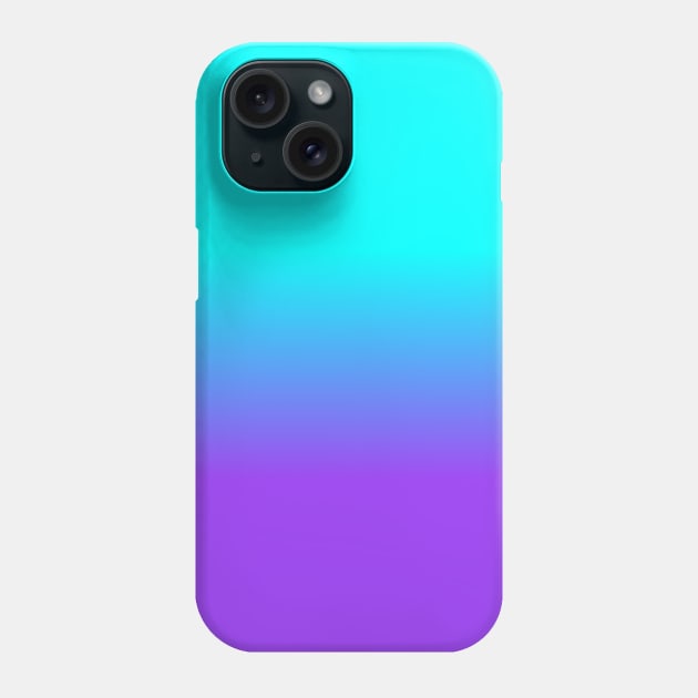 Purple Neon and Aqua Blue Ombre Shade Color Fade Phone Case by podartist