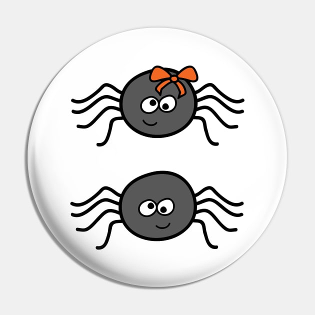 Cute Male and Female Halloween Spiders Pin by PLLDesigns