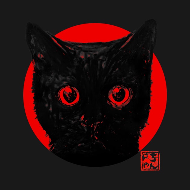 cat face in red by pechane