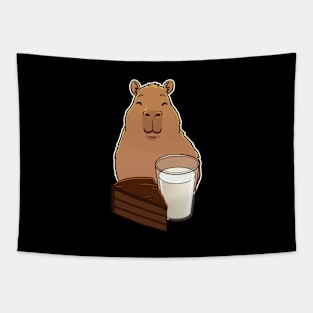 Capybara Chocolate Cake and Milk Tapestry