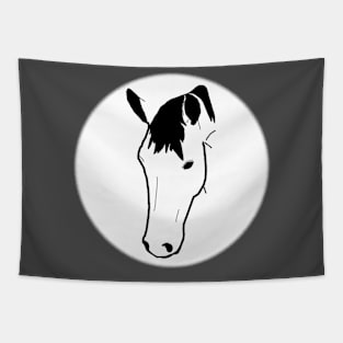 Black horse face on white background Tapestry