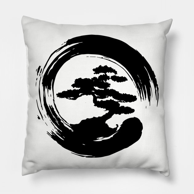 Bonsai Tree in Enzo Circle Pillow by DetourShirts