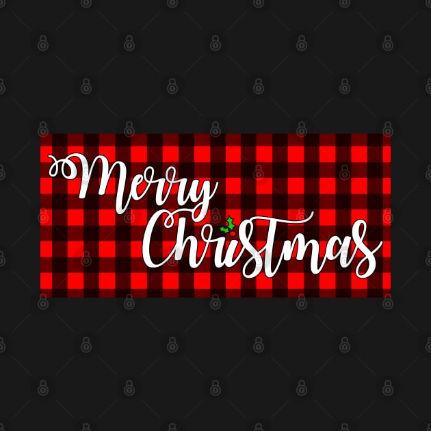 Merry Christmas Banner on Buffalo Plaid by bumblefuzzies