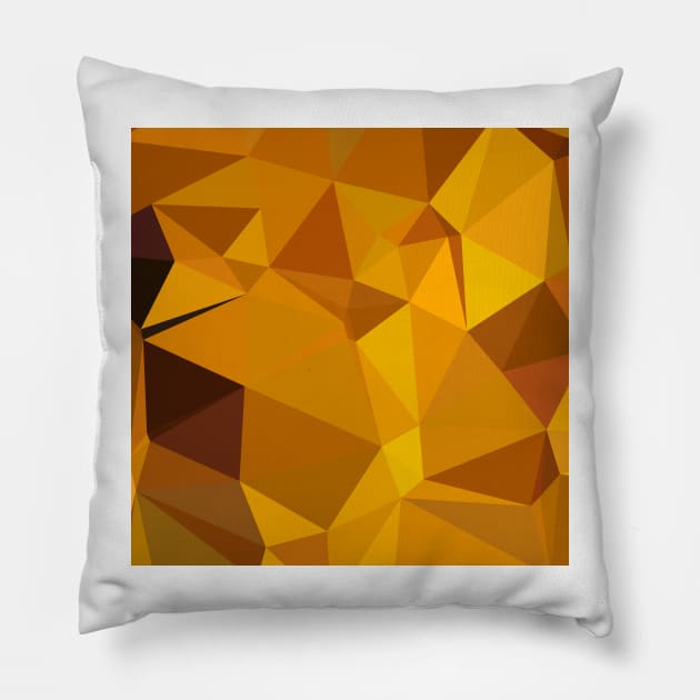Dark Tangerine Abstract Low Polygon Background Pillow by retrovectors
