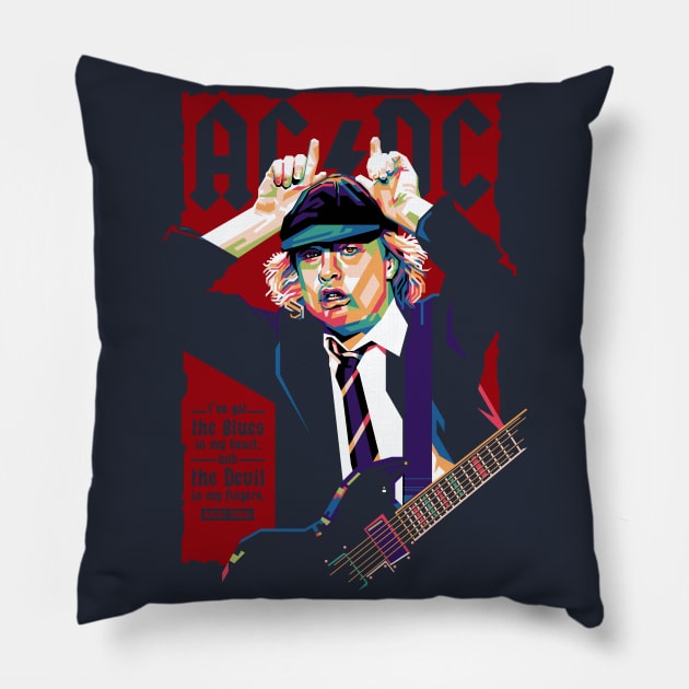 Angus Young WPAP Pillow by BAJAJU