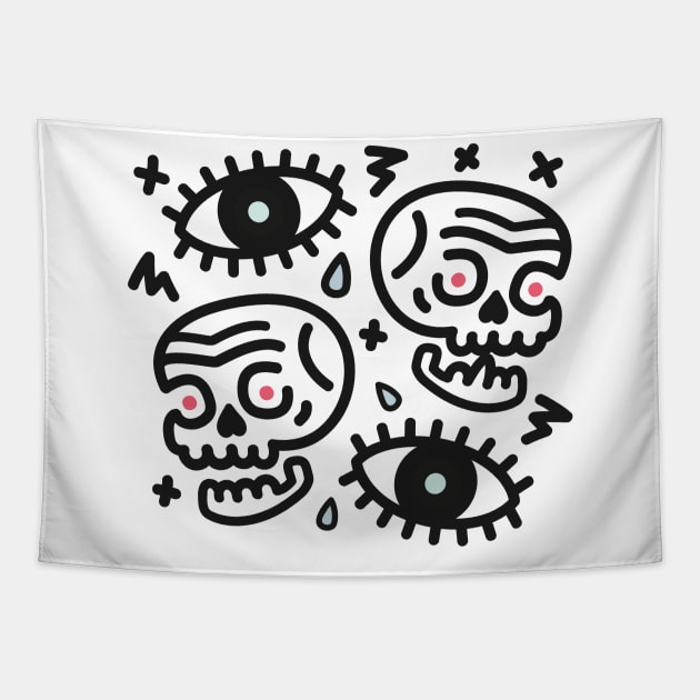 Skull & Bits Tapestry by The_Black_Dog