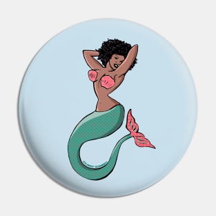 Cute Black Mermaid Tattoo Pin