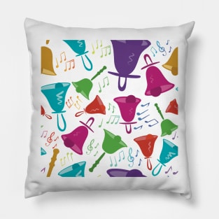 Colorful Handbells And Notes Pattern Pillow