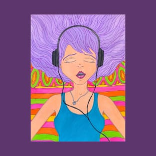 Girl with Headphones Singing T-Shirt