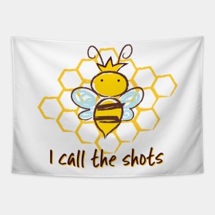 Cute Queen Bee Cartoon - I Call the Shot Tapestry