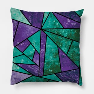 Purple and Teal Modern Abstract Stained Glass Pillow