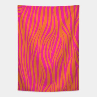 Zebra Stripes, Orange and Pink Tapestry