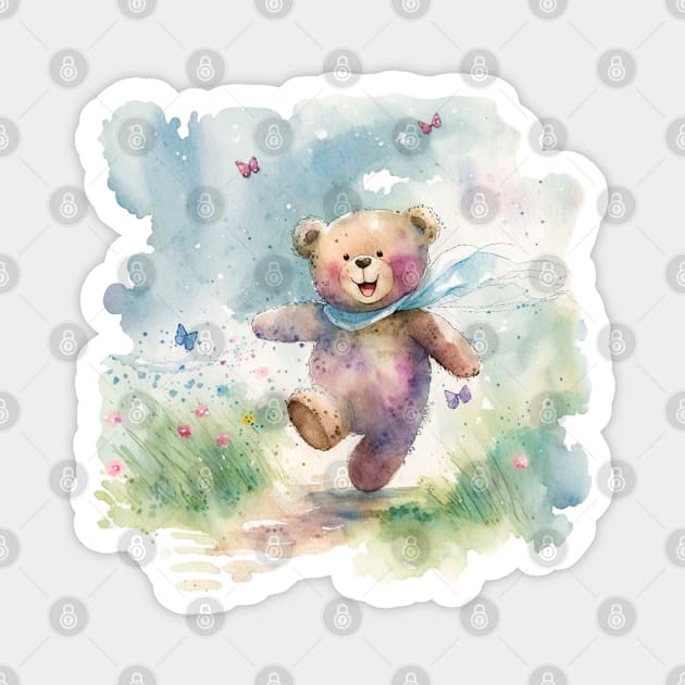 Teddy bear on a walk Magnet by NATLEX