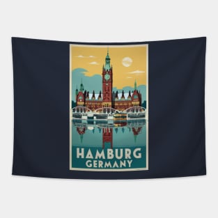 A Vintage Travel Art of Hamburg - Germany Tapestry