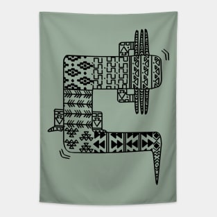 Axolotl Zendoodle Black Tapestry