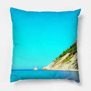 Scenery with Mount Conero, Scoglio della Vela, Adriatic Sea Pillow