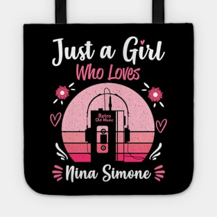 Just A Girl Who Loves Nina Simone Retro Headphones Tote