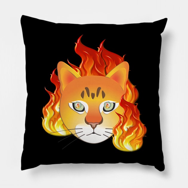 Fire Cat Pillow by Retaz0z