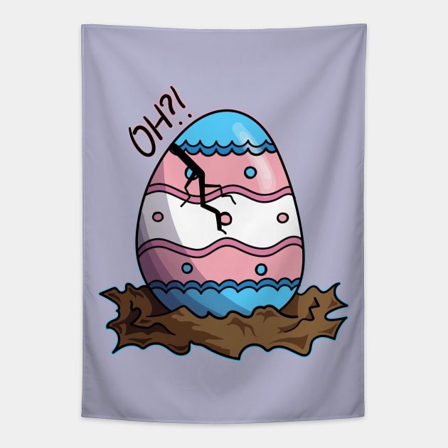 Cute Transgender Flag Hatching Easter Egg Tapestry by FatCatSwagger