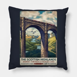 Scottish Highlands Travel Poster Pillow