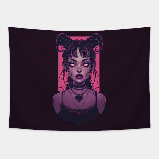 Pink Demon Girl Tapestry by DarkSideRunners