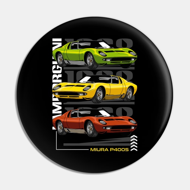 Retro Miura Exotic Car Pin by milatees