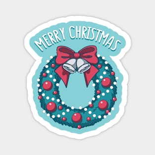 Merry Christmas (blue background) Magnet