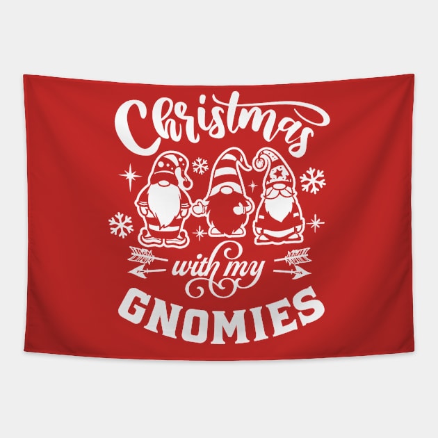 Christmas With My Gnomies Funny Christmas Tapestry by Yakuza