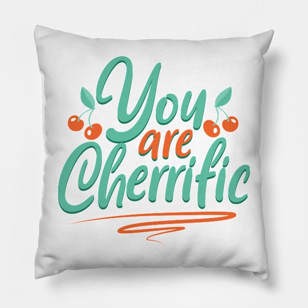 You are cherrific - cherries Pillow by Modern Medieval Design