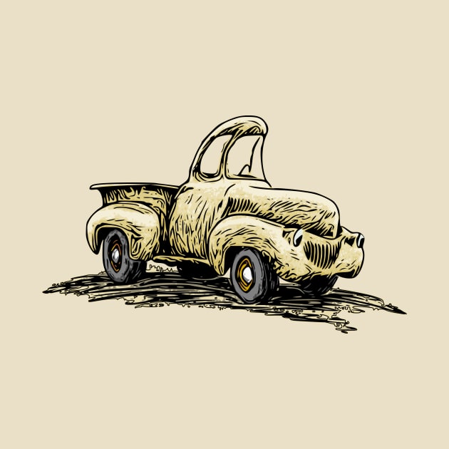 Yellow Classic Truck Cartoon by ZoeysGarage