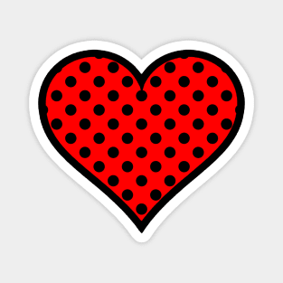 Red and Black Polka Dot Heart Magnet