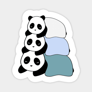 Sleepy Panda Stack (Blue, White Background) Magnet