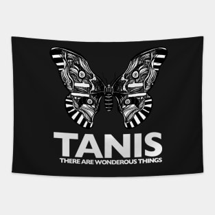 Tanis Moth (white letters) by Gareth A. Hopkins (grthink) Tapestry