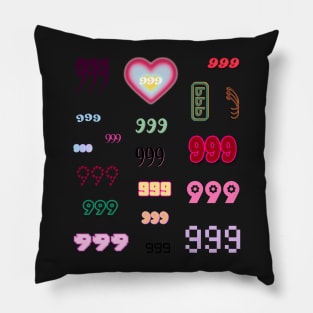 999 angel number aesthetic pack colorful Pillow