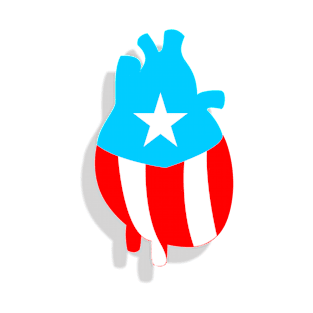 Puerto Rican Flag Heart Realistic Design T-Shirt