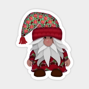 Poinsettia Hat Gnome | Cherie's Art Original | Copyrighted Magnet