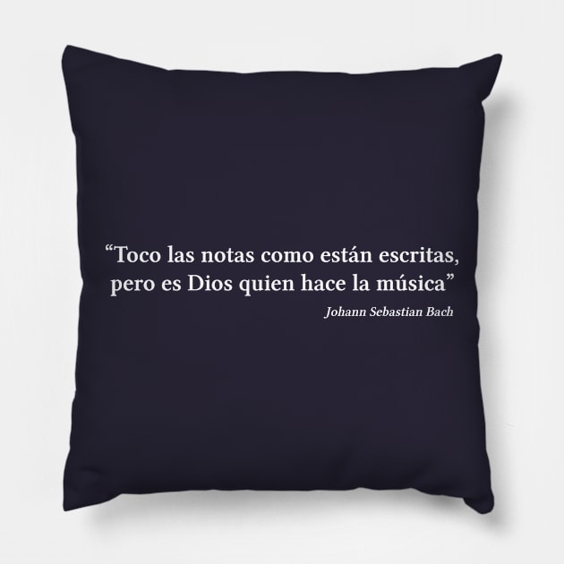 Bach quote | White | Toco las notas como están escritas Pillow by Musical design