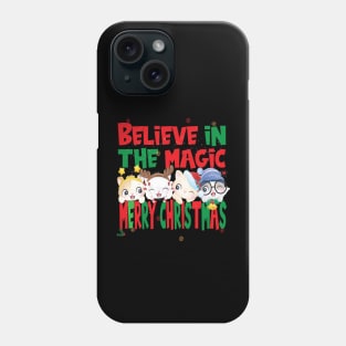 Cute Cats Kittens - Believe in the Magic Merry Christmas - Cat Lovers Xmas Secret Santa Phone Case