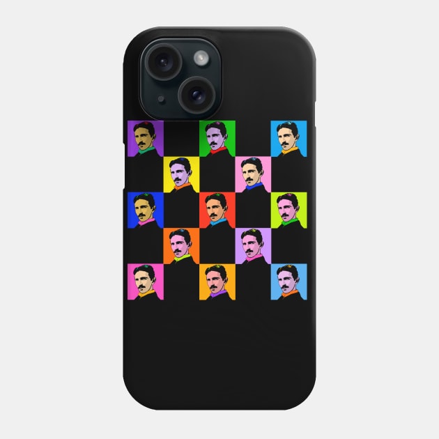 Nikola Tesla Pop Art Tiles Design Phone Case by Nirvanax Studio