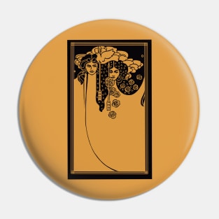 Art Nouveau Ladies (gold on black) Pin