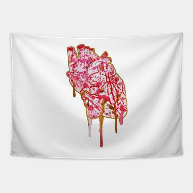 Dripping Paint Splatter Heart Tapestry by thcreations1