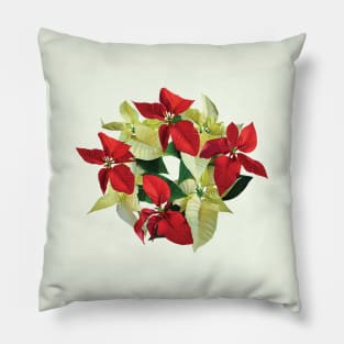 Circle of Red and Yellow Poinsettias Pillow